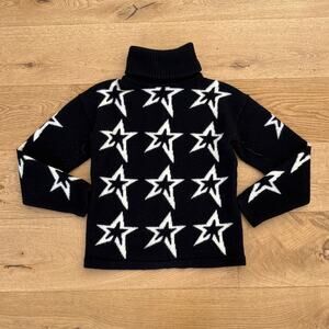 Perfect Moment Sweater Starbust Merino Wool Size L Black White
